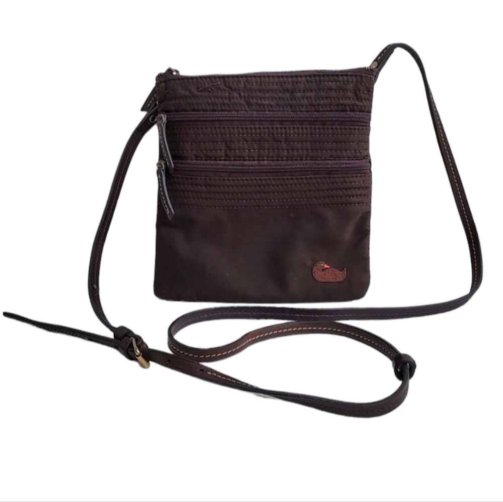 Dooney & BourkeWomen's Brown Nylon Triple Zip Crossbody Bag Small